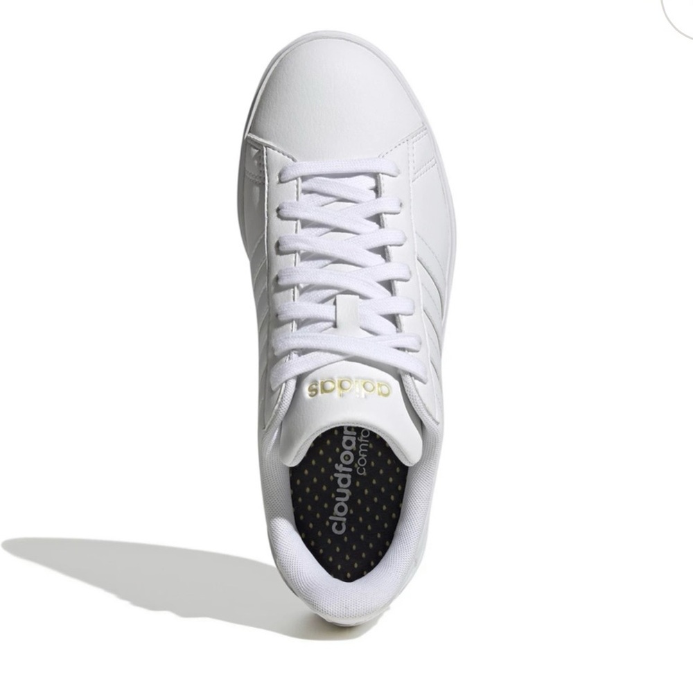 adidas White Grand Court 2.0 Sneakers with Gold Accent - Picture 2 of 12